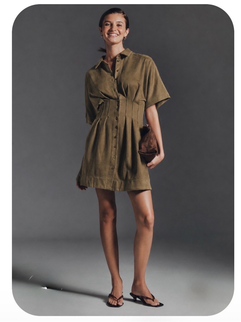 THE TOBIE FAUX-SUEDE SHIRT DRESS BY EXQUISE